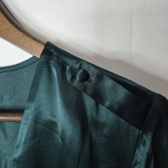 L'Academie Green Cadet Dress Satin V Neck Large - Picture 8 of 9